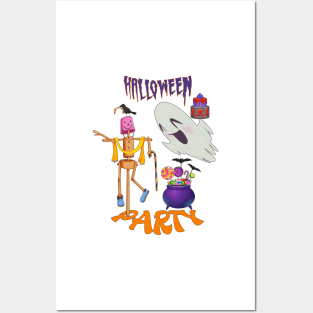 Spooktacular Halloween Party: Raven, Ghost, Witch's Cauldron, Scarecrow, Candy Treats - Happy Halloween Posters and Art